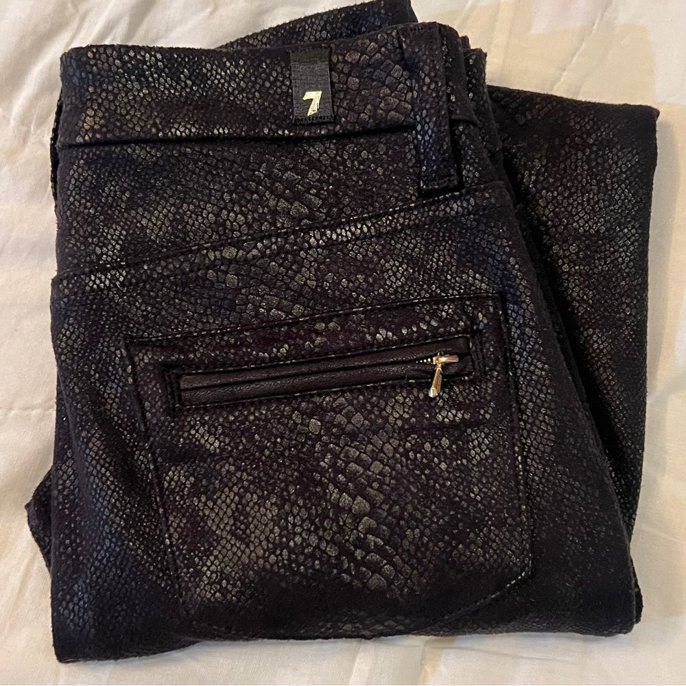 7 For All Mankind Black Snakeskin Pants